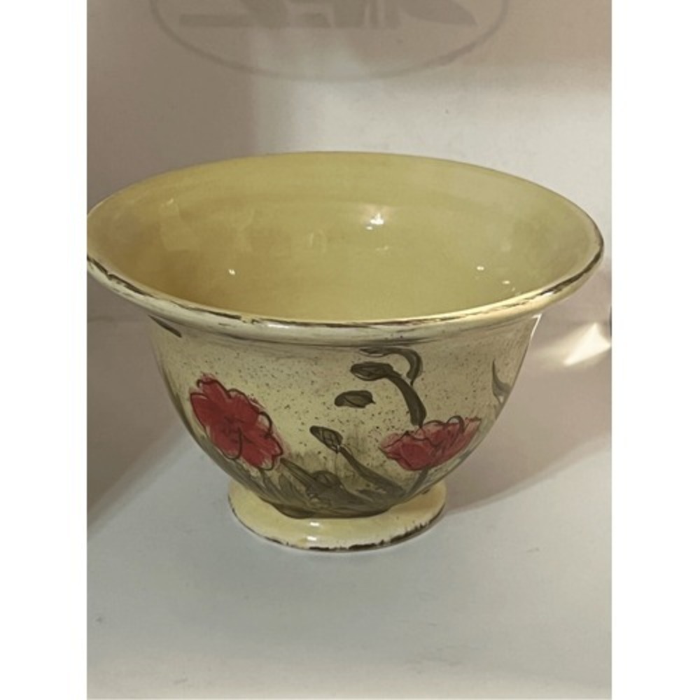 Scribed Poppy Ceramic Bowl Coldwater Creek by Ambiance 3-1/2"H x 6"W